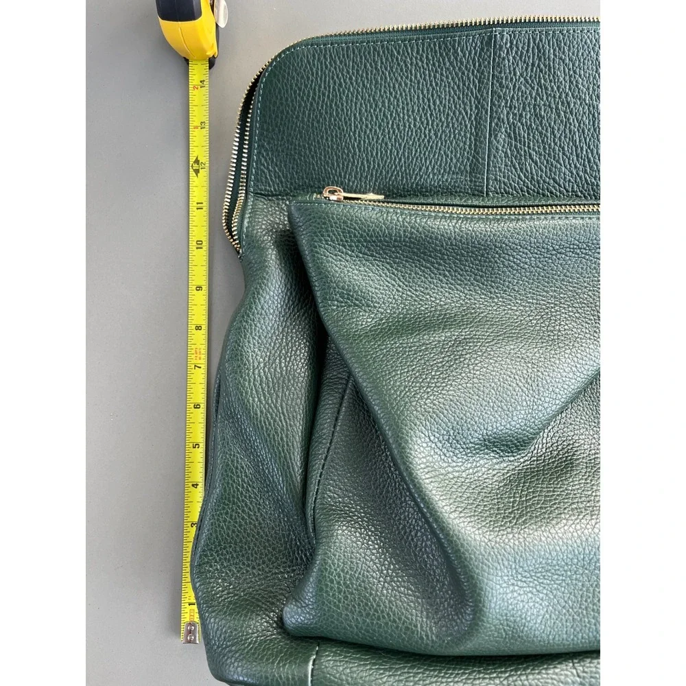 Borse in Pelle Dark Green Pebbled Leather Two Way Backpack Made in Italy